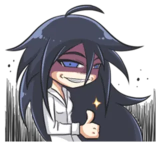 👍 anime, girl, smug, thumbs up, cartoon telegram sticker