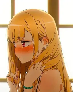 🎃 Marin Kitagawa My Dress-Up Darling Anime, Ruborizar, Envergonhado/a, Fofo/a, Marin Kitagawa, My Dress-Up Darling telegram sticker