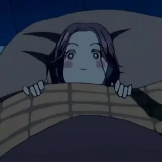🙂 anime, phụ nữ, buồn ngủ, chăn, giường telegram sticker
