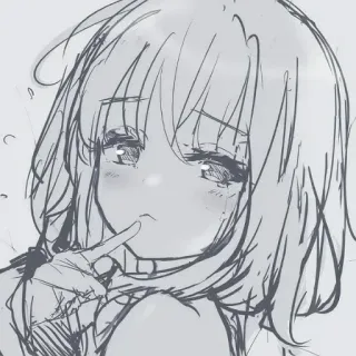 😕 アニメ, 女の子, スケッチ, ポートレート, 可愛い, イラスト telegram sticker