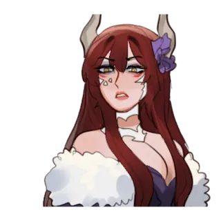 😑 สาวอนิเมะ, สาวปีศาจ, แฟนตาซี, การ์ตูน, ภาพประกอบ telegram sticker