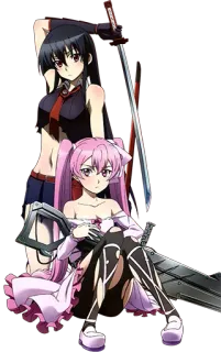😏 Akame ga Kill! Anime, Zwaard, Meisjes, Roze haar, Zwart haar, Wapens, Fantasy telegram sticker