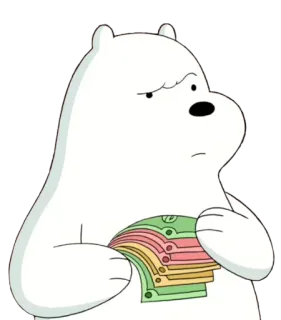💵 Ice Bear We Bare Bears Urso Polar, We Bare Bears, Desenho animado, Dinheiro, Urso polar telegram sticker