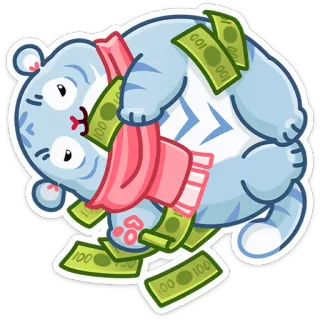 🤑 แมว, เงิน, ผ้าพันคอ, การ์ตูน, รวย, น่ารัก telegram sticker