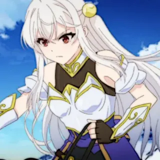 🍪 anime, woman, white hair, fantasy, armor telegram sticker