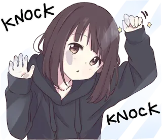 😝 Knock Knock anime, girl, knocking, window telegram sticker