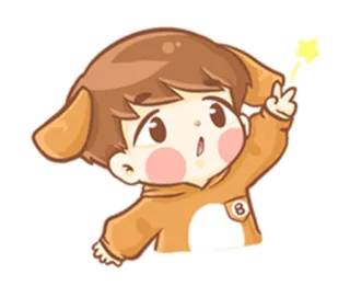 ✌ cartoon, dog ears, cute, star, boy, anime, sticker telegram sticker
