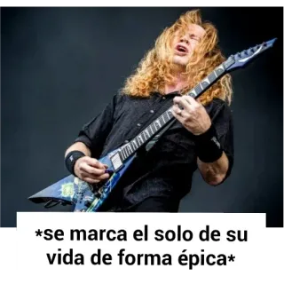 😠 Dave Mustaine *se marca el solo de su vida de forma épica* guitare, musique, solo, métal, musicien, groupe whatsapp sticker