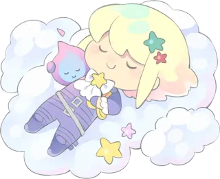 😴 sleep, dream, cute, cloud, character, stars, cartoon telegram sticker