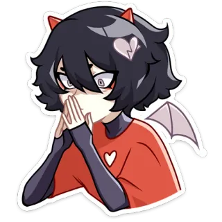 😕 Anime, Démon, Ailes, Coeur, Emo, Personnage, Triste telegram sticker