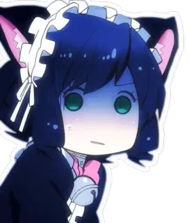 😨 Anime, Ragazza gatto, Maid, Kawaii, Manga, Carino, Neko, Chibi telegram sticker