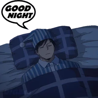 🛌 GOOD NIGHT buonanotte, sonno, dormire, notte, letto, anime, cartone animato telegram sticker