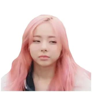 😒 wanita, rambut pink, K-Pop, orang, ekspresi whatsapp sticker