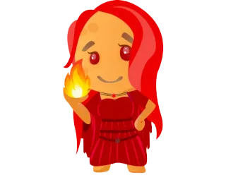 🔥 vuur, cartoon, meisje, rood, vlam, personage telegram sticker