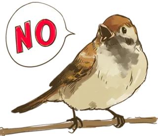 🙅 NO птица, воробей, нет, отрицательный, отказ, отклонение whatsapp sticker
