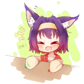 ❤ であ! anime, kawaii, chibi, cat ears, manga, cute, purple hair telegram sticker