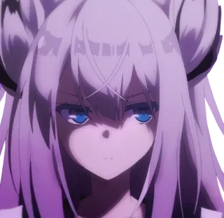 👿 anime, character, girl, portrait, purple hair, blue eyes whatsapp sticker