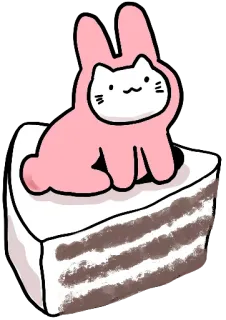 😍 mèo, thỏ, bánh, tráng miệng, dễ thương, động vật, ngọt ngào, hồng telegram sticker