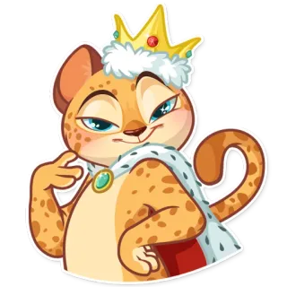 👸 macan tutul, mahkota, raja, binatang, kartun, kerajaan, lucu telegram sticker