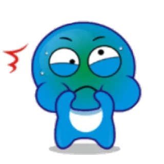 😰 Эмодзи, Мультфильм, Синий, Персонаж, Милый, Стикер telegram sticker