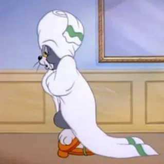😾 Tom Tom and Jerry мультфильм, кот, маскировка, полотенце telegram sticker
