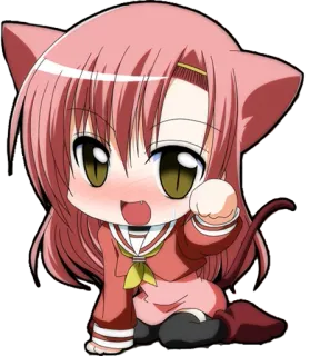 😺 Аниме, Каваи, Девушка-кошка, Чиби telegram sticker