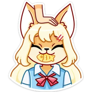 🐟 漫画, アニメ, 狐, 女の子, かわいい, ステッカー, デジタルアート whatsapp sticker