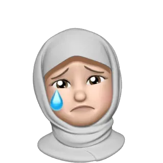 😢 Emoji, Pleurs, Triste, Hijab, Femme telegram sticker