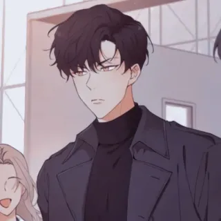 😐 uomo, stile coreano, capelli scuri, anime telegram sticker