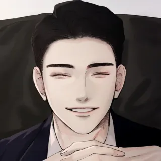 🧋 man, portrait, smile, asian, suit, anime, cartoon telegram sticker