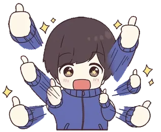 👍 anime, thích, hoạt hình, vui vẻ, chấp thuận, cổ vũ whatsapp sticker