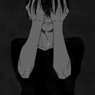 😔 เศร้า, ร้องไห้, อนิเมะ, อารมณ์, ซึมเศร้า, ความเศร้า telegram sticker