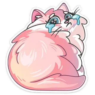 😭 猫, 哭泣, 悲伤, 粉色, 卡通, 贴纸, 表情符号 telegram sticker