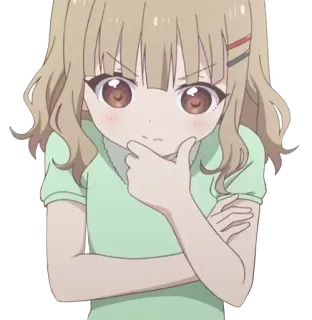 💞 anime, manga, cartoon, girl, thinking, cute, character telegram sticker