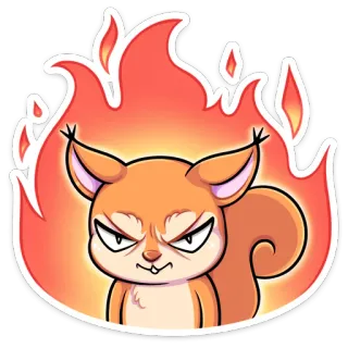 😡 esquilo, zangado, fogo, desenho animado, engraçado, animal telegram sticker