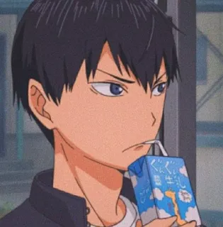 🏐 Kageyama Tobio Haikyu!! 牛乳 
 生 生活 anime, haikyuu, kageyama tobio, milk, cartoon, character telegram sticker