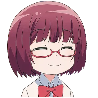 🙃 动漫, 卡通, 女孩, 眼镜, 卡哇伊, 可爱 telegram sticker