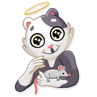 😇 animal, chat, souris, dessin animé, mignon, auréole, kawaii whatsapp sticker