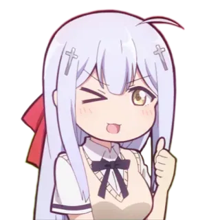 👍 Gabriel White Tenma Gabriel DropOut anime, cute, girl, Gabriel DropOut, thumbs up, winking telegram sticker