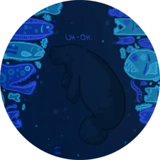 🦑 OH-OH ламантин, рыба, подводный, море, животное, океан whatsapp sticker