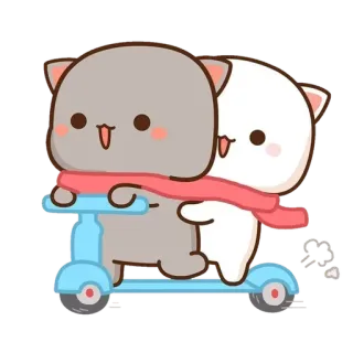 🛴 кошки, самокат, милый, каваий, мультфильм, животные, дружба telegram sticker
