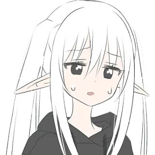 😢 Anime, Ragazza, Elfo, Kawaii, Carino, Manga, Triste telegram sticker