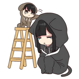 😢 smutny, słodki, pies, anime, chibi whatsapp sticker