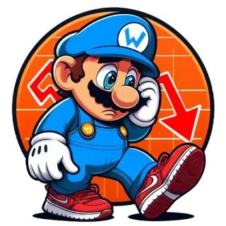 📉 SELL 马里奥, 表情包, 股票, 卖, 金融, 向下箭头 telegram sticker