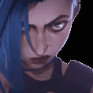 😡 Jinx Arcane 金克丝, 奥术, 英雄联盟, 蓝头发, 生气, 角色, 动画 telegram sticker