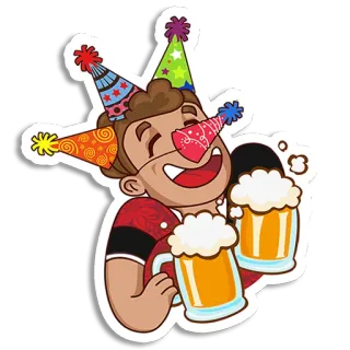 🏉 fiesta, celebración, cerveza, beber, dibujos animados, feliz, diversión, alcohol telegram sticker