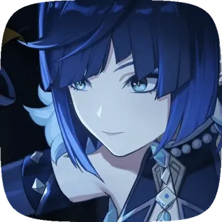 👁 Yelan Genshin Impact gra wideo, anime, niebieskie włosy, postać, portret telegram sticker