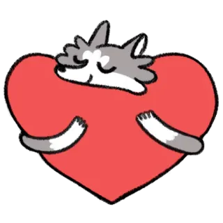 ❤ corazón, lobo, amor, lindo, animal, dibujos animados telegram sticker