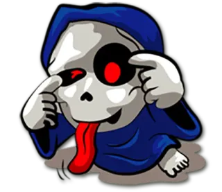 😜 parca, esqueleto, dibujos animados, muerte, tenebroso, espeluznante, fantasía telegram sticker