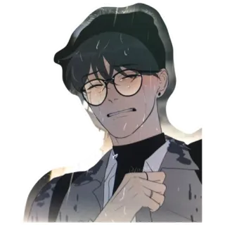 😭 Kartun, Sedih, Pria, Hujan, Kacamata, Menangis telegram sticker